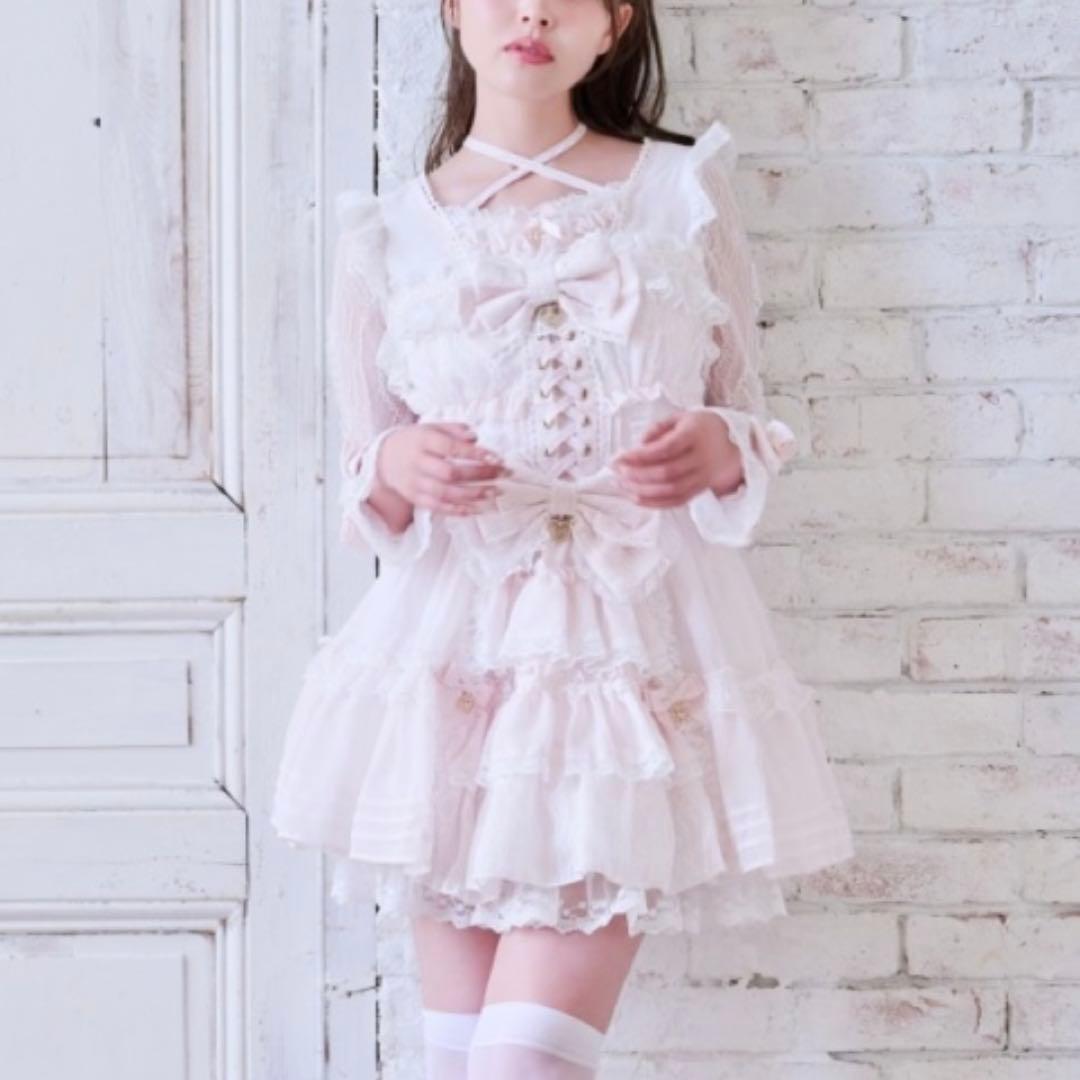 美品♡リズリサ♡フロントティアードシフォンワンピース♡ピンク♡