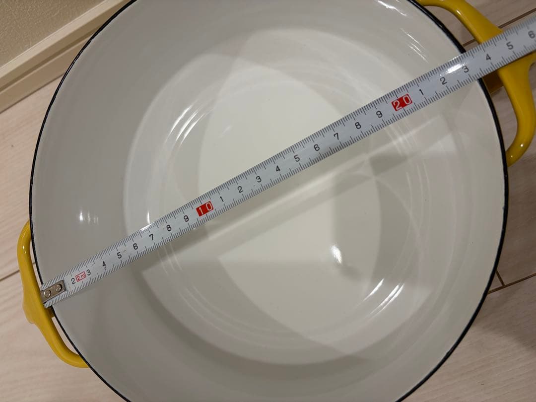 イエロー 両手鍋 蓋付き 約23センチ