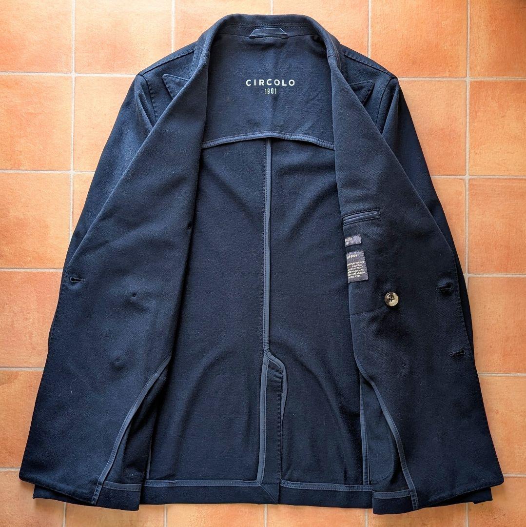 CIRCOLO1901 鹿の子 ネイビー ジャージージャケット ダブル 46
