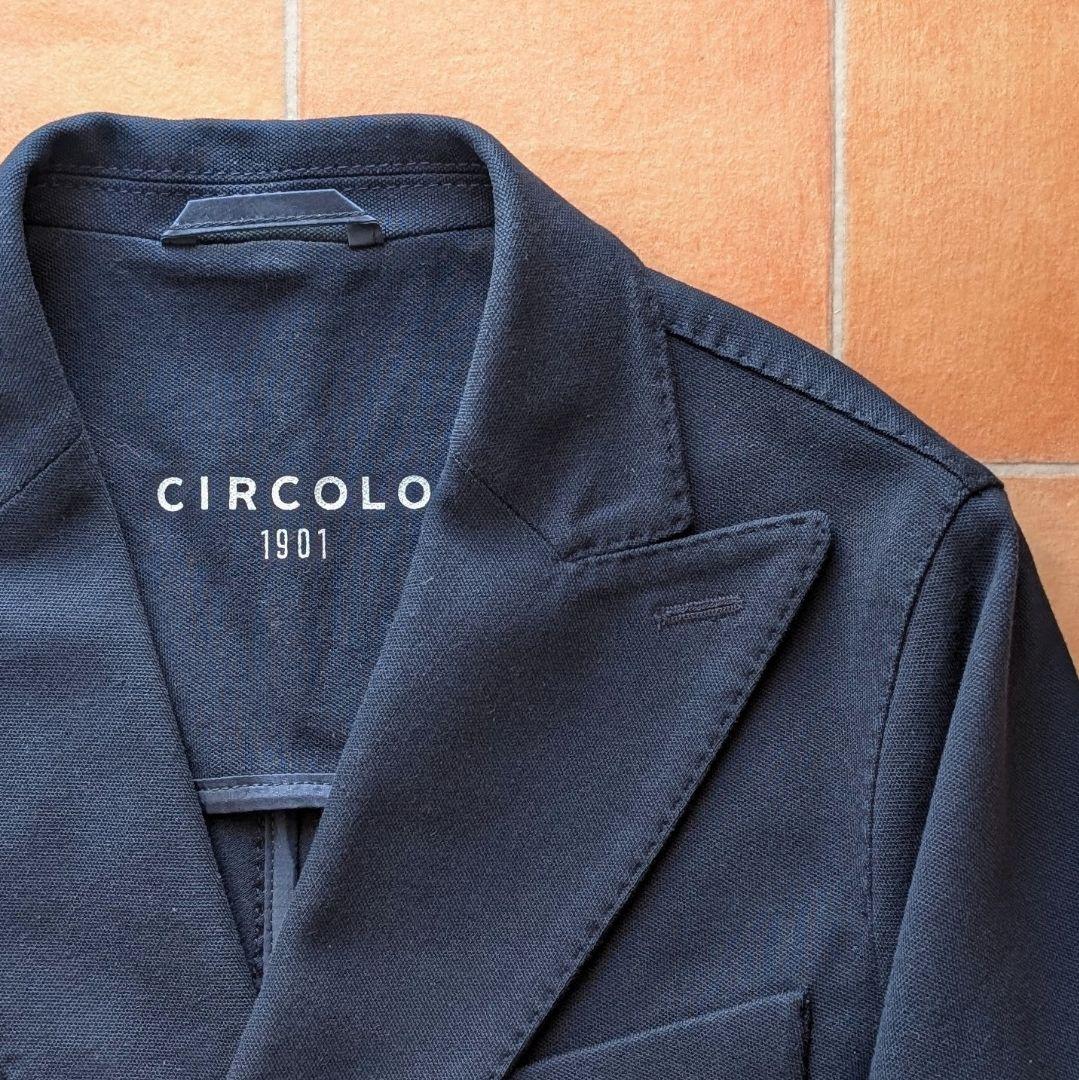 CIRCOLO1901 鹿の子 ネイビー ジャージージャケット ダブル 46