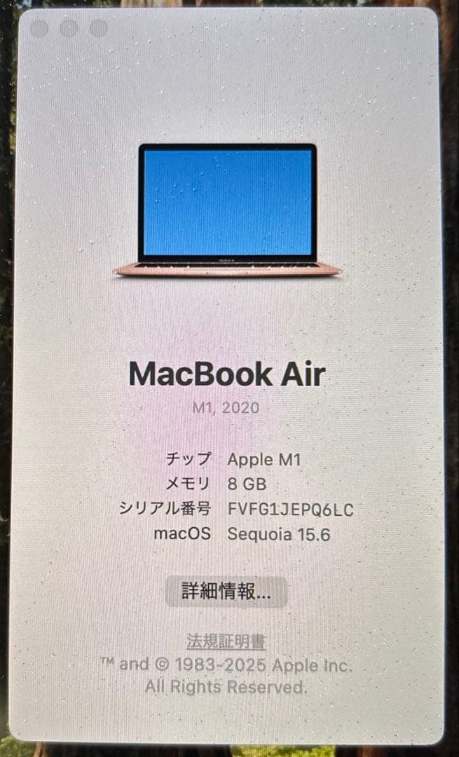 MacBook Air (M1, 2020)ゴールド 8GB/256GB SSD