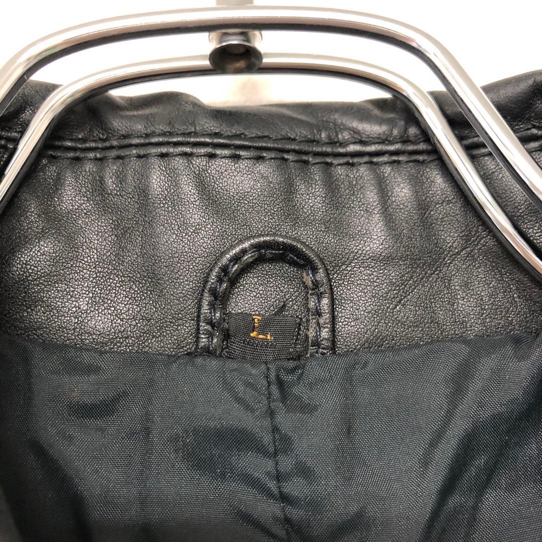 ヴィンテージ 韓国製 古着 襟付 リブ切替 レザージップアップジャケット