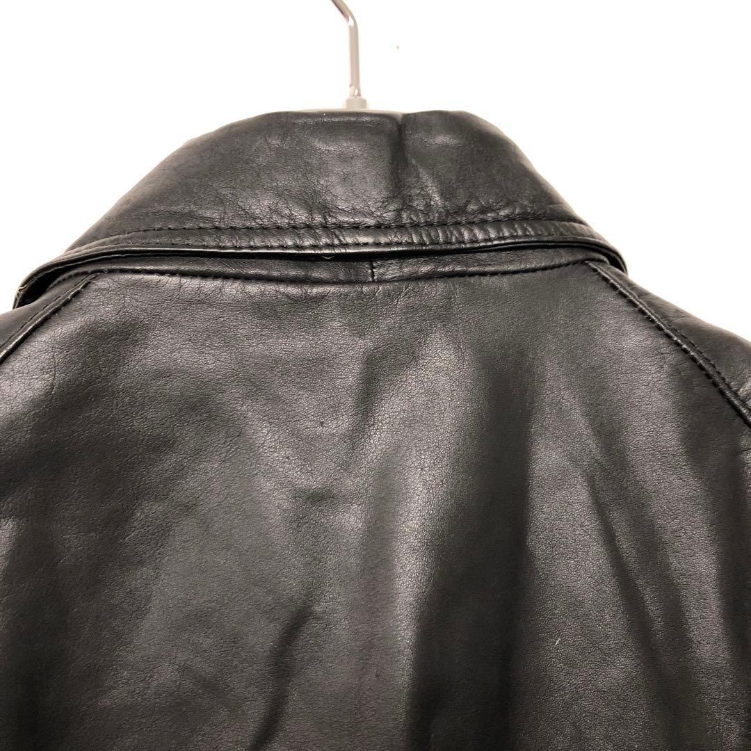 ヴィンテージ 韓国製 古着 襟付 リブ切替 レザージップアップジャケット