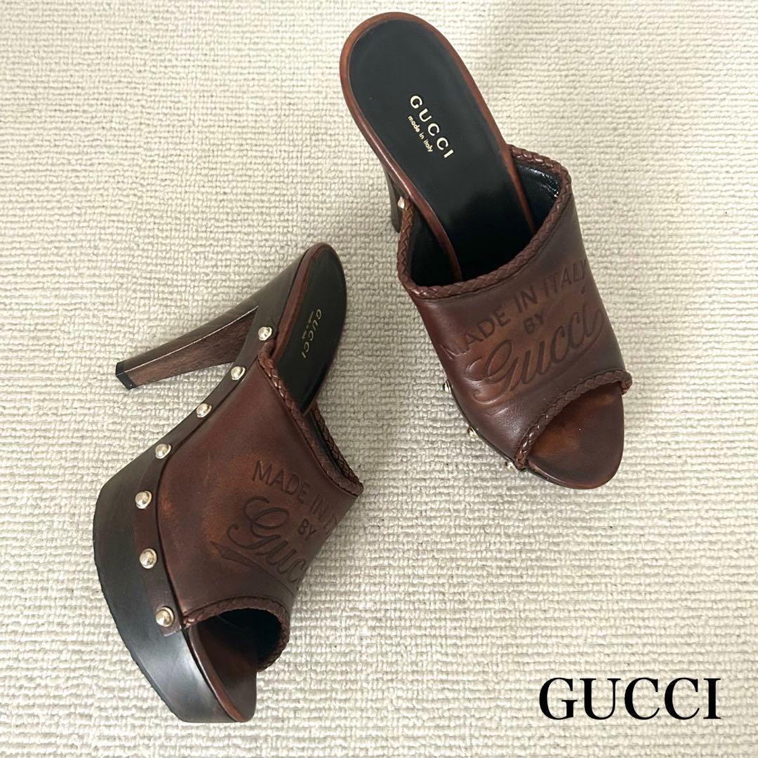GUCCI グッチ サンダル ヒール レザー 25cm 38