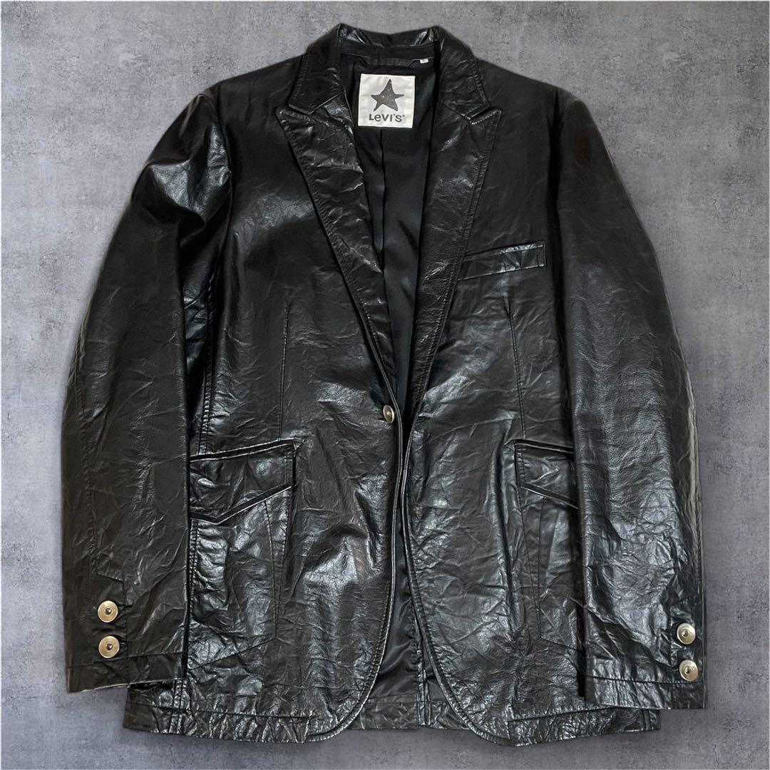 Levi's リーバイス レザーテーラードジャケット シワ加工 本革 L