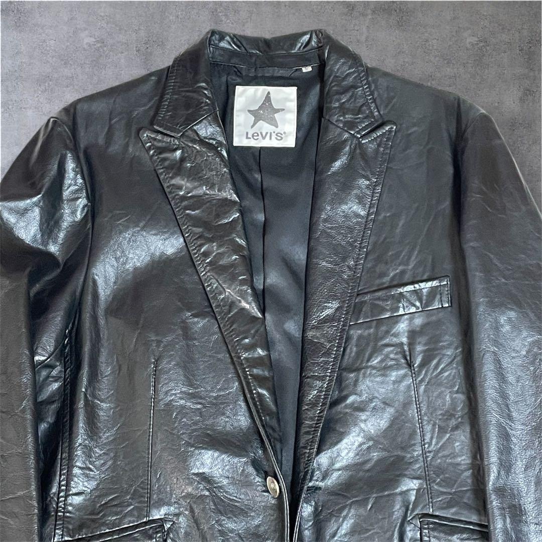 Levi's リーバイス レザーテーラードジャケット シワ加工 本革 L
