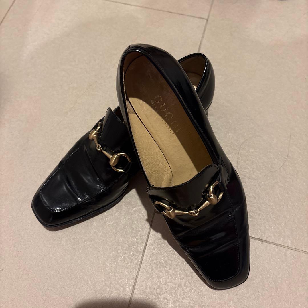 GUCCI 黒 ローファー ゴールド金具