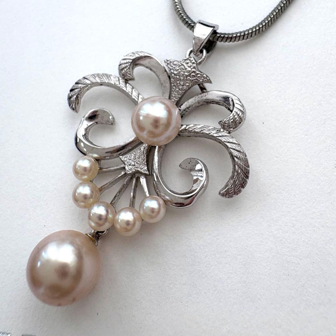 極美品 ミキモト アコヤ本真珠ベビーパールペンダントトップ シルバー