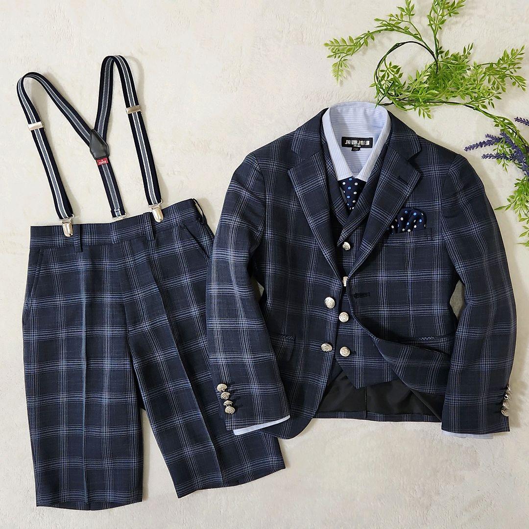 美品✨スリーピース フォーマルスーツ 7点セット 男の子 120 チェック 入学