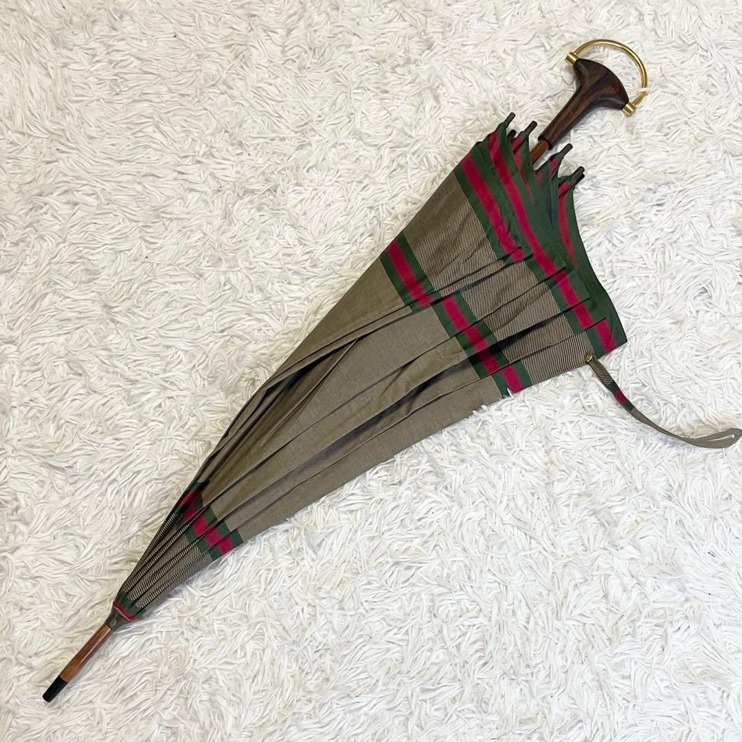 【極美品/希少】GUCCI グッチ 長傘 シェリーライン ヴィンテージ