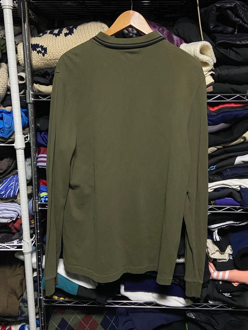 美品 FRED PERRY オリーブ 長袖ポロシャツ