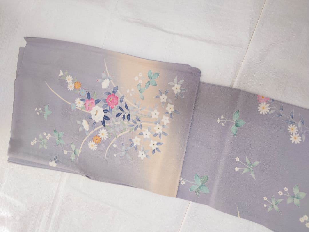 正絹　袷　訪問着　藤色