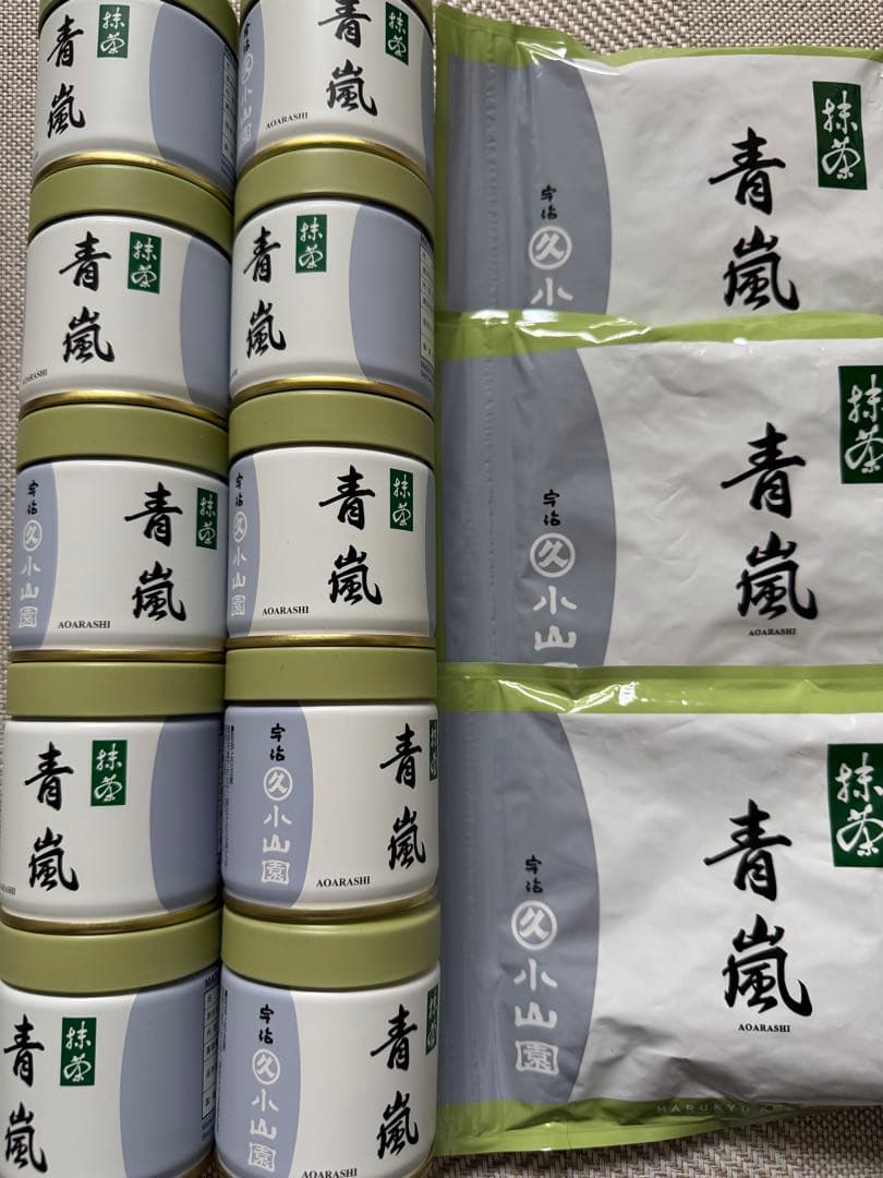 丸久小山園 抹茶 青嵐缶10缶　袋3袋セット