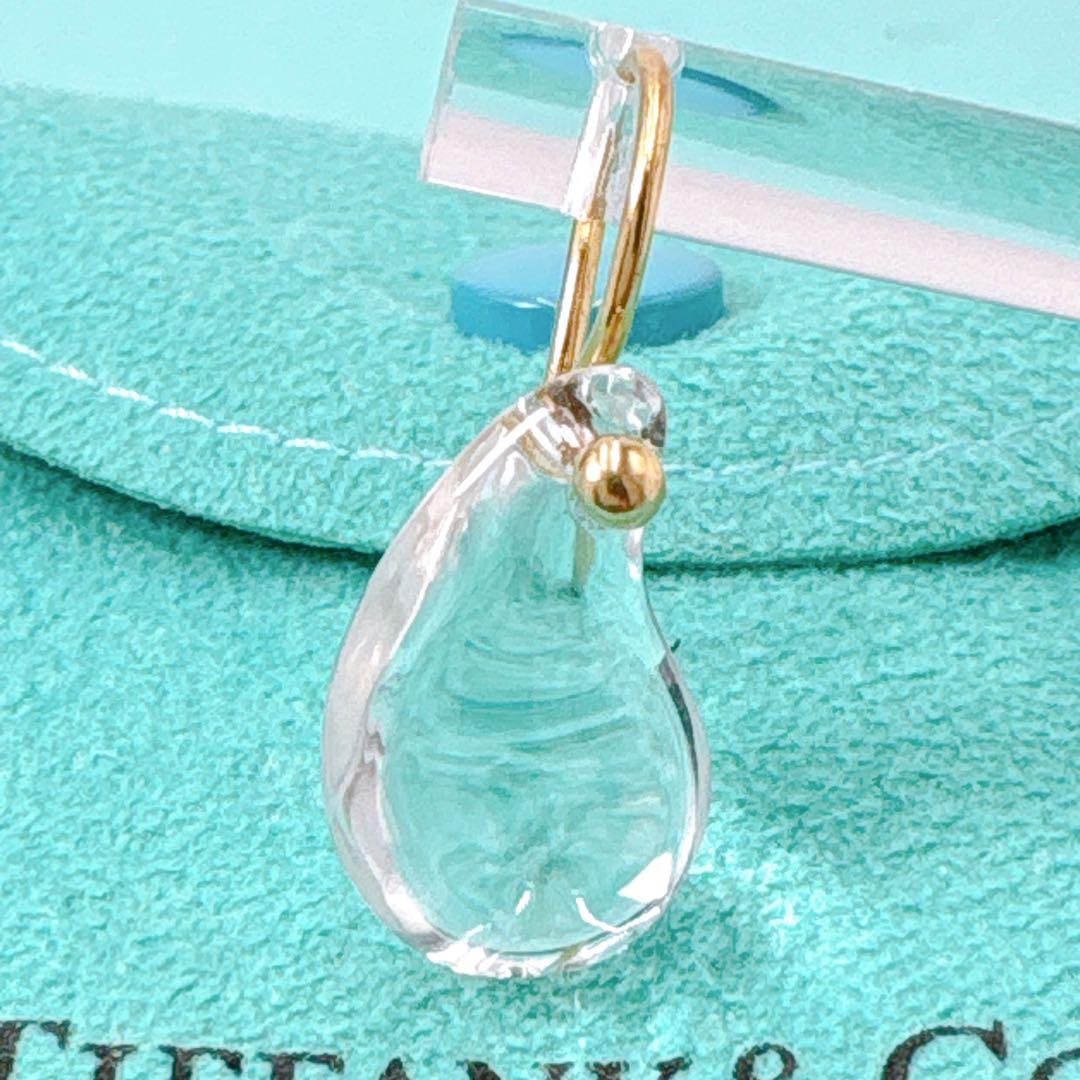 極美品 オールドティファニー ティアドロップ クリスタル 片耳 ピアス k18