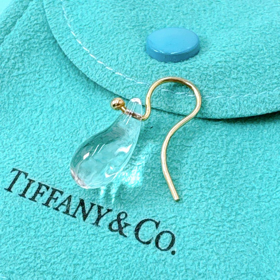 極美品 オールドティファニー ティアドロップ クリスタル 片耳 ピアス k18