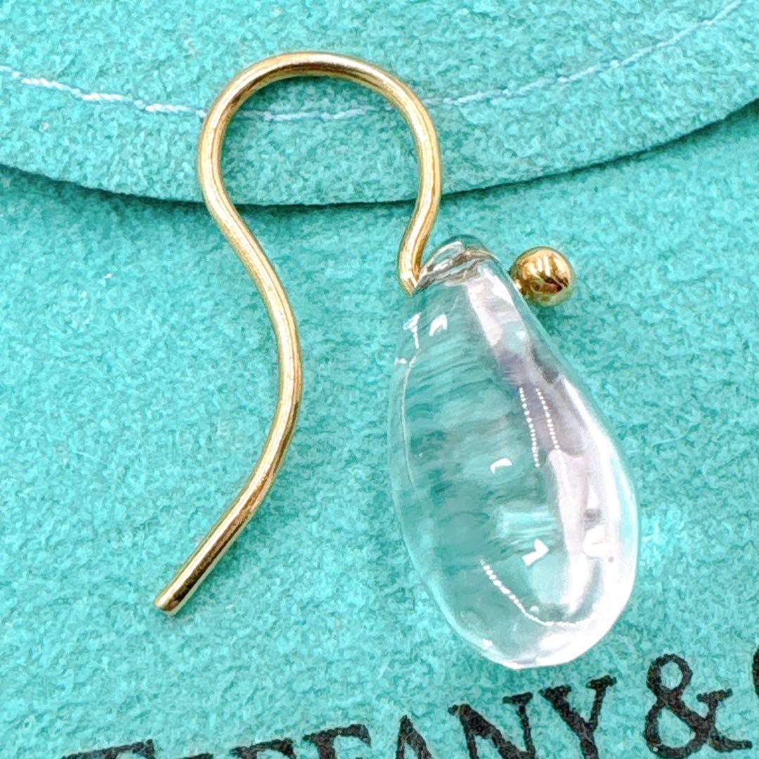 極美品 オールドティファニー ティアドロップ クリスタル 片耳 ピアス k18