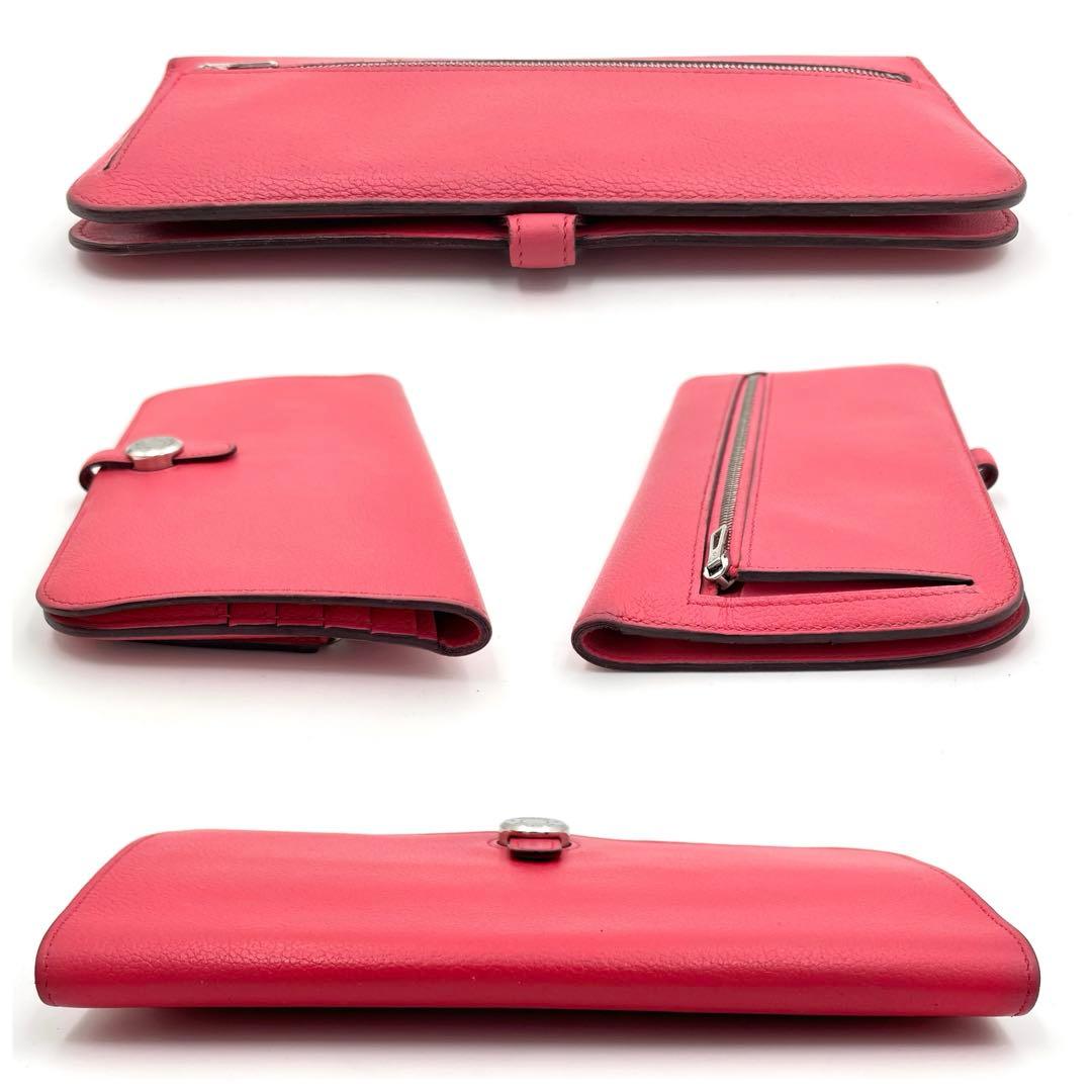 極美品 HERMES エルメス ドゴンロング ピンク シルバー 長財布