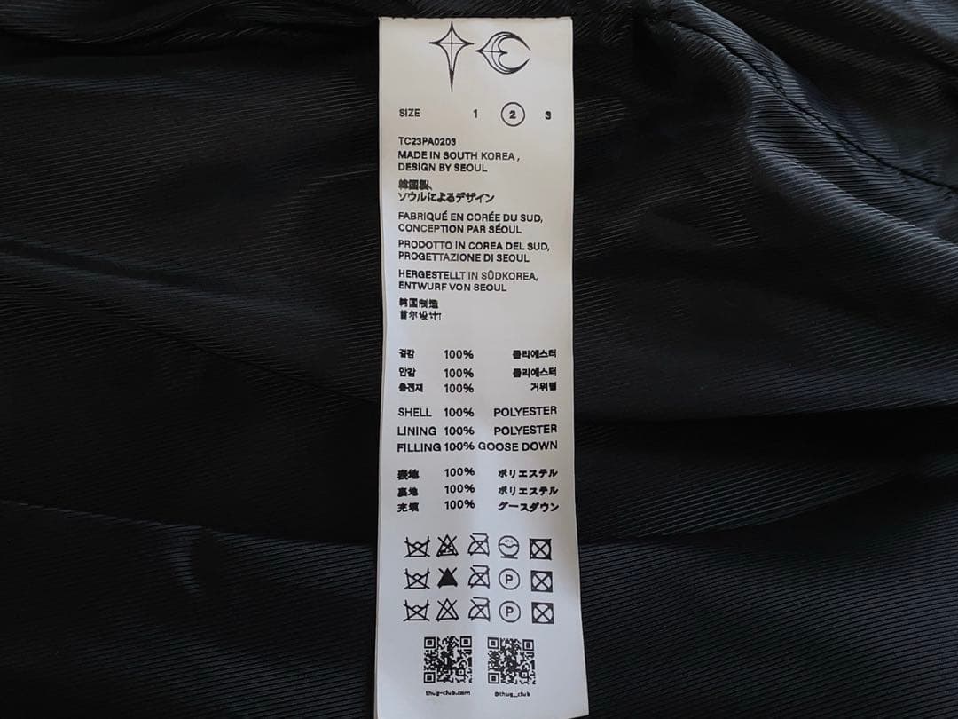 正規品 THUG CLUB Cave  ダウンベスト 2 ブラック