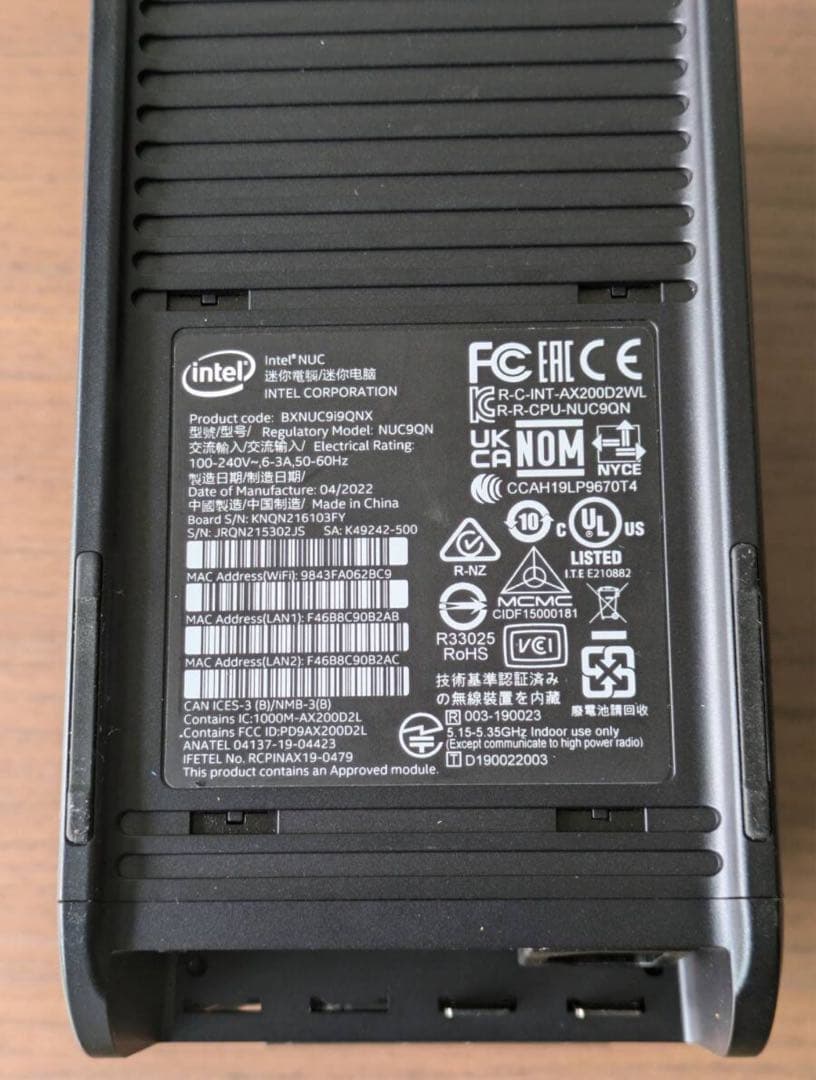 NUC9Extreme9i9QNX +E-2286Mメイン基板ジャンク