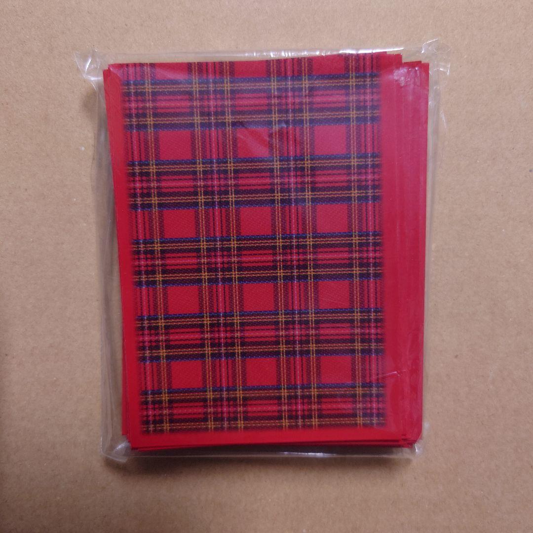 チェック柄　赤　スリーブ