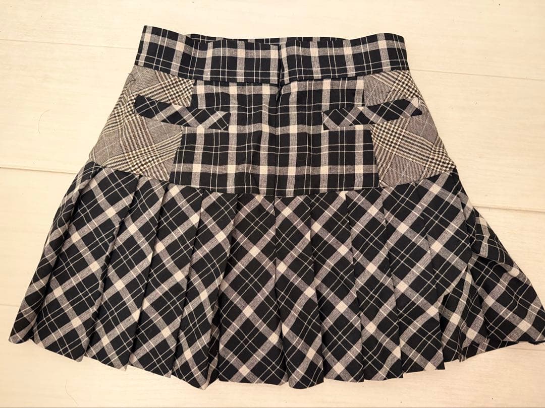 スカート andmarry Coco check pleats skirt
