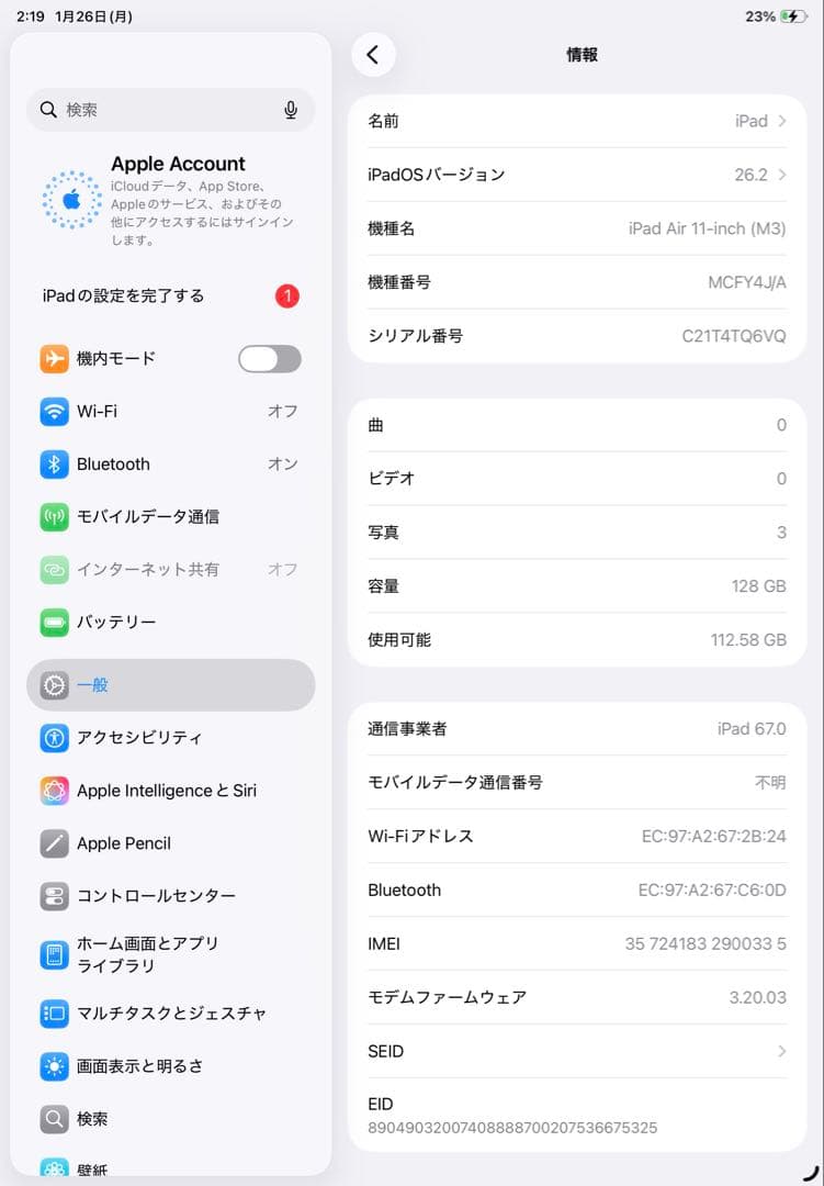 ち*長様 【極美品】iPad Air M3 11インチ セルラー 128G