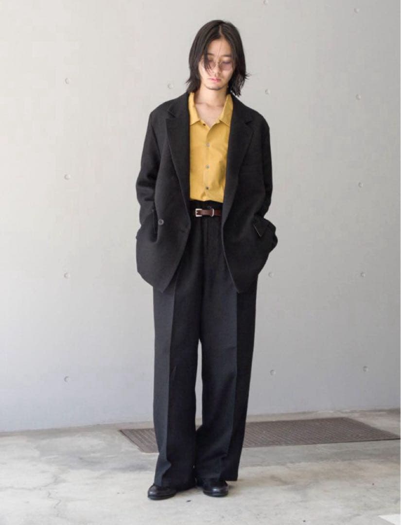 パンツ ANCELLM 25AW SHRINK WOOL WIDE SLACKS