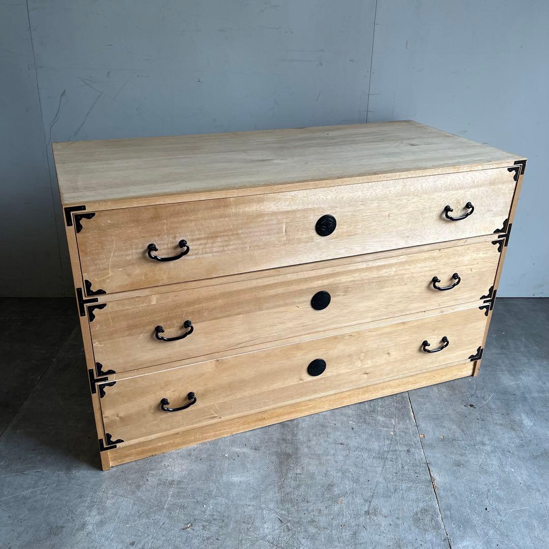 ヴィンテージ 桐箪笥 チェスト テレビ台 ローボード 3段 無塗装 昭和レトロ