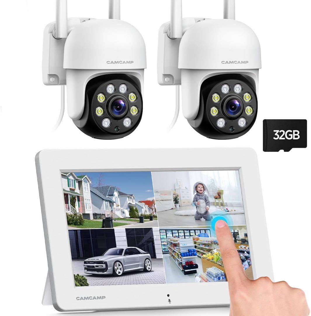 防犯カメラ 屋外 タッチスクリーン 監視カメラ 防犯カメラ セット 簡単設置