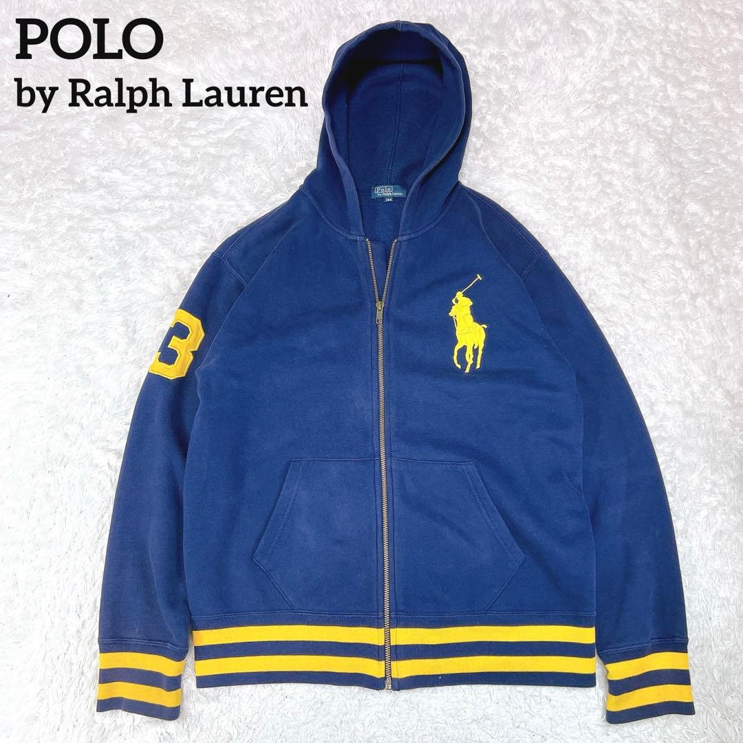 ポロバイラルフローレン ジップアップパーカー ビッグポニー刺繍 ネイビー
