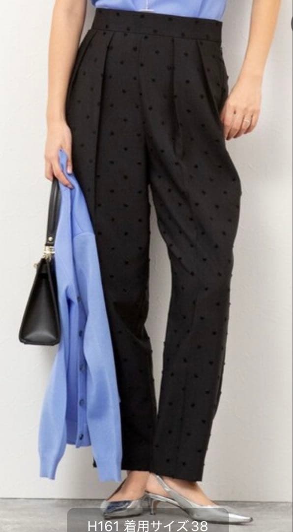 ★ノーリーズ★ ウォッシャブルドットツッキリツータックテーパードパンツ