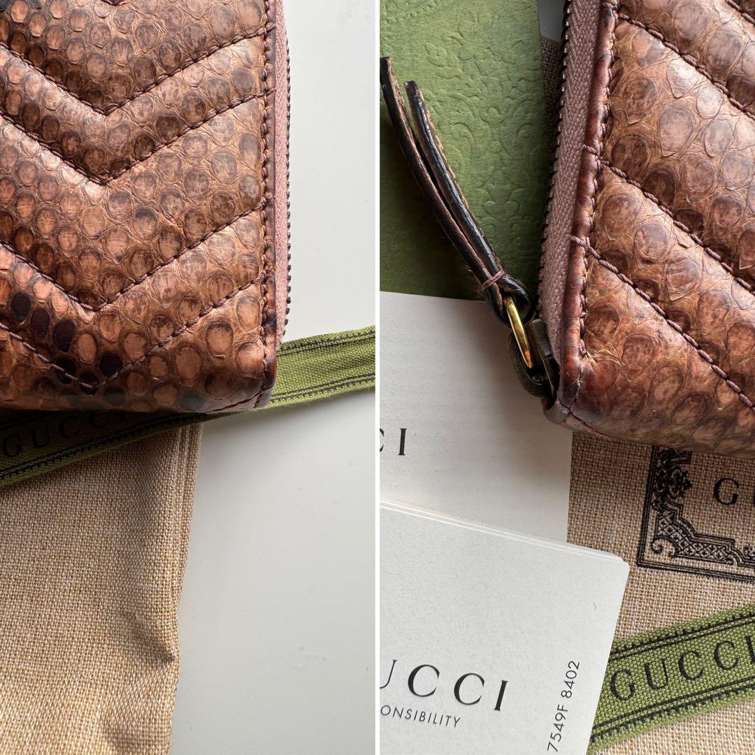 【極上美品】 GUCCI グッチ ラウンドファスナー 長財布 パイソン