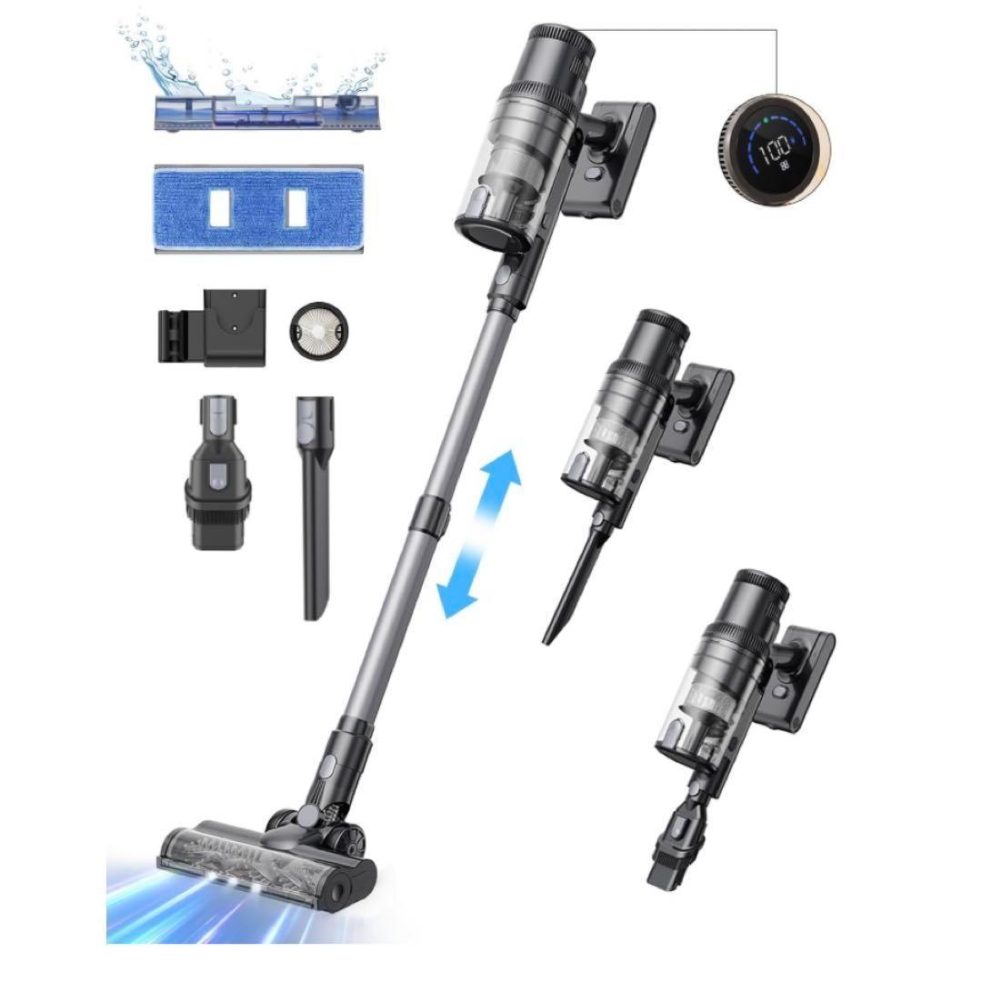 掃除機 コードレス 強力吸引 サイクロン 伸縮型 水拭き　コードレス掃除機