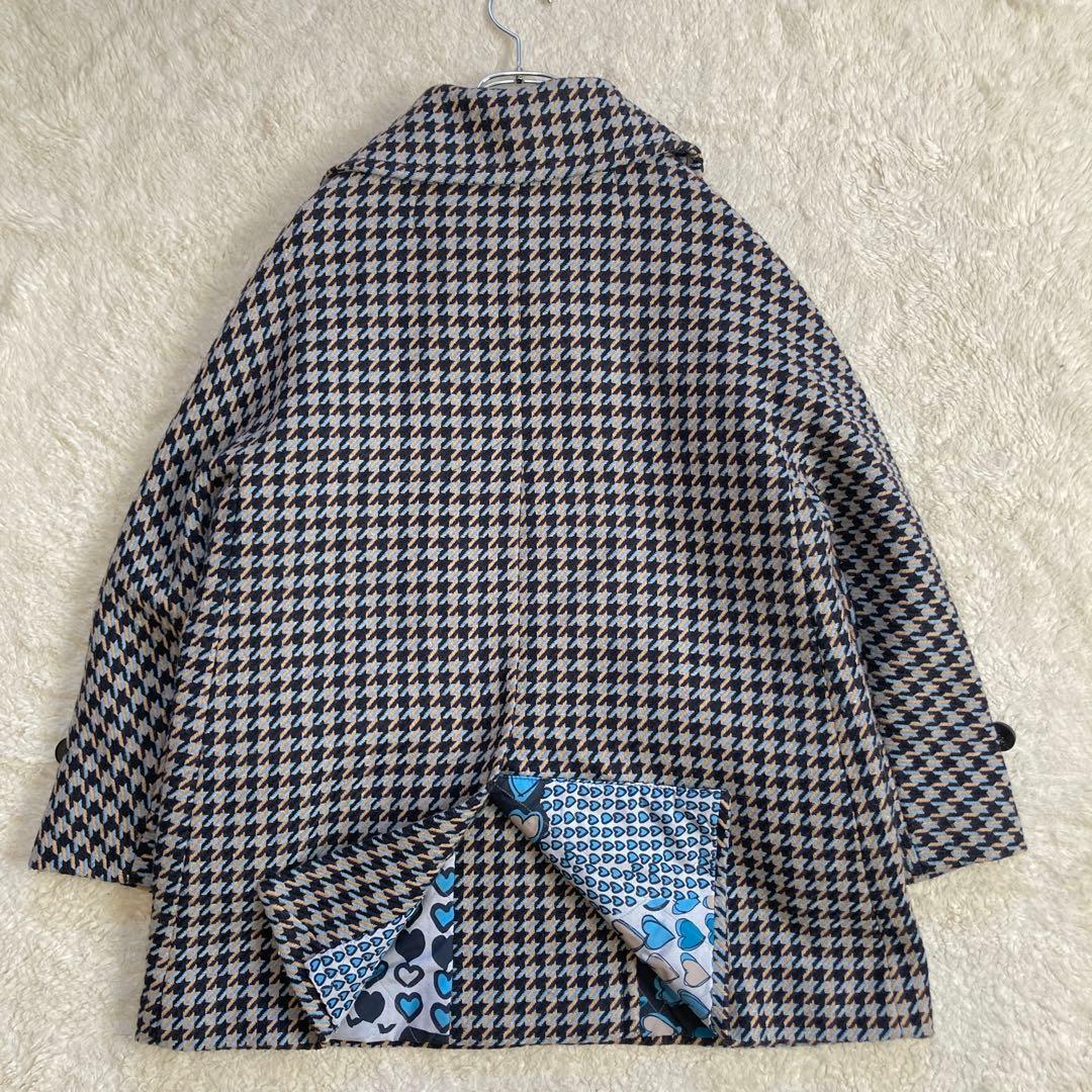 極美品・近年モデル✨mouche　ピーコート　総柄　ハート　イタリア製　三陽商会