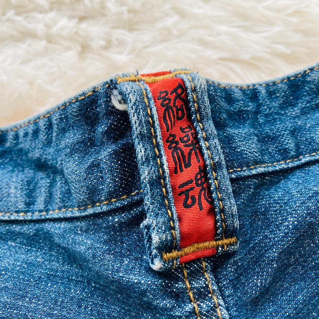 【超美品】絡繰魂 デニムパンツ 34 家紋 刺繍 和柄 鷲 鷹 ジーンズ