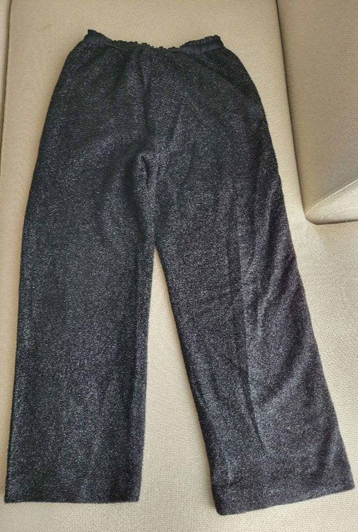 【sunu】BLAMINK 翁安芸さん着用 黒ラメ ドローストパンツ