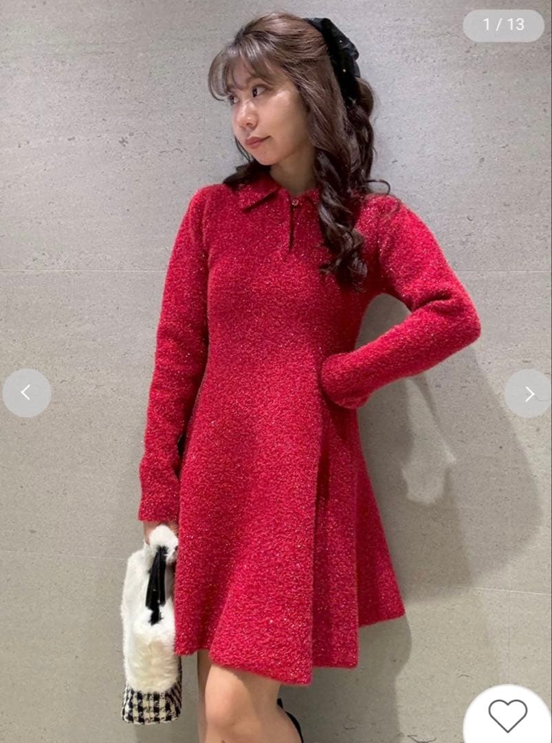 リリーブラウン ラメニットワンピース