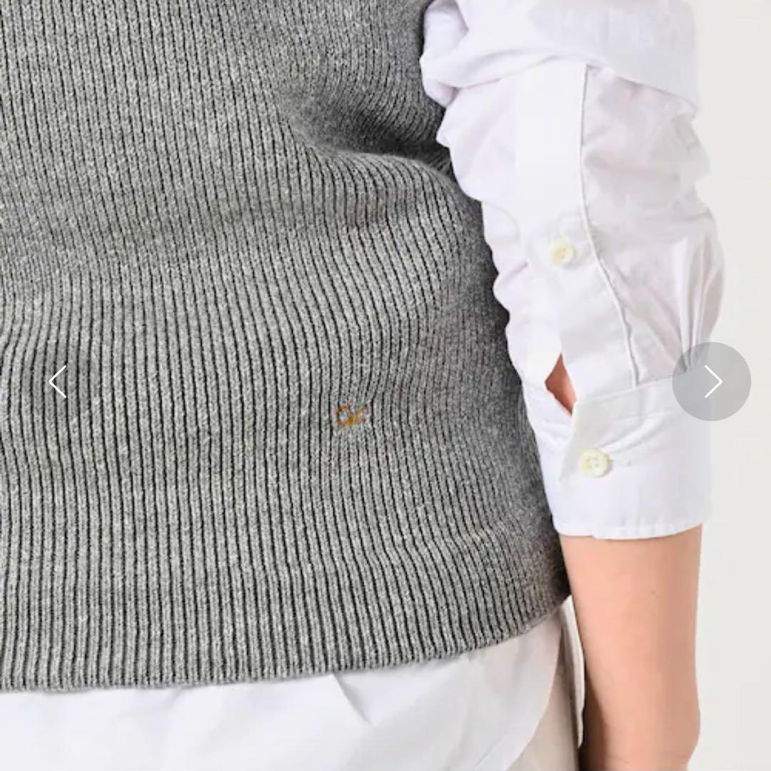 近年モデル✨45R チルデンニットソーのベスト R刺繍 グレー　美品