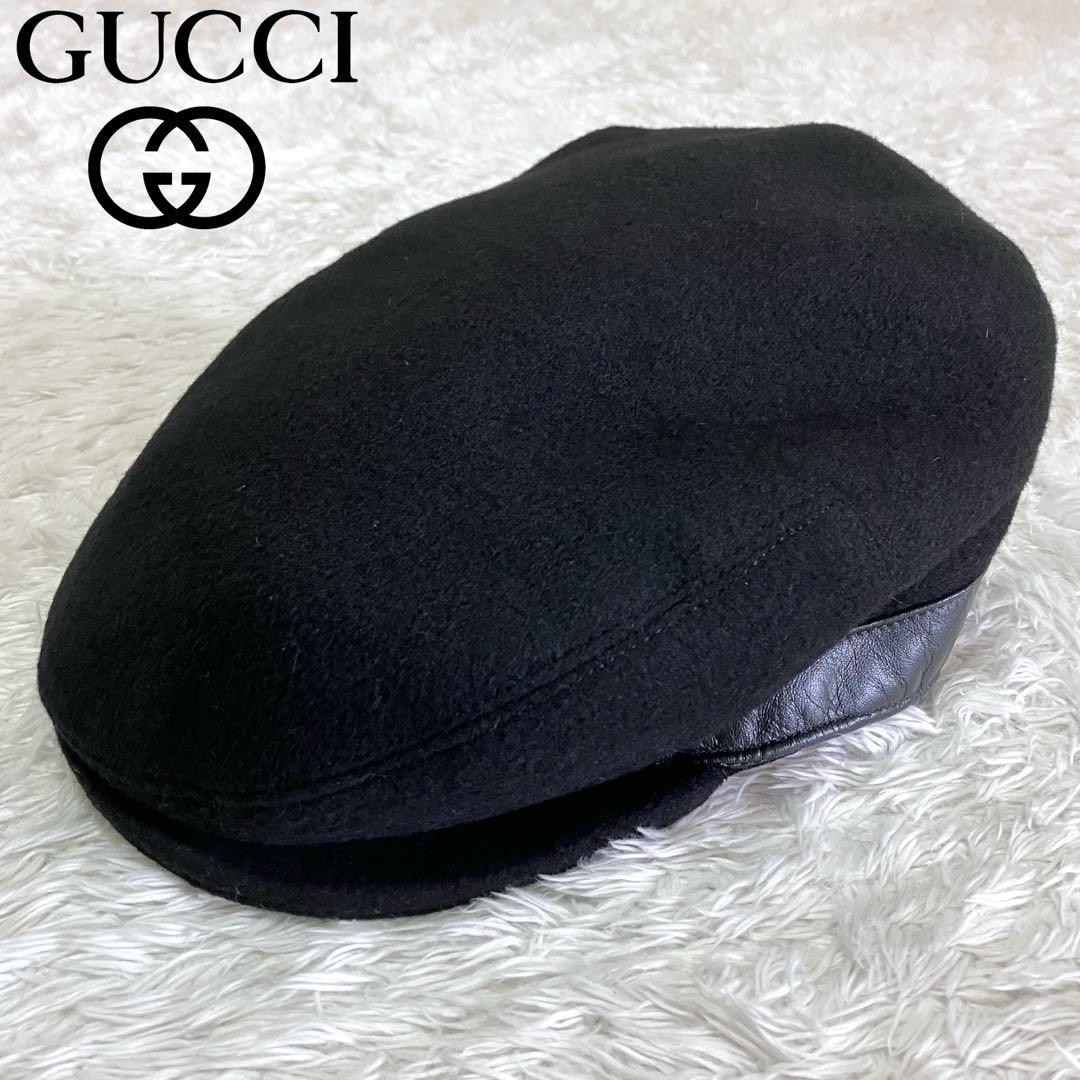 GUCCI 帽子 ベレー帽 ハンチング帽 GG柄 ブラック