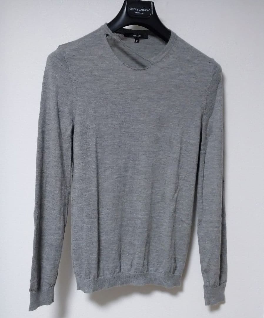 【値下げ】最高級 グッチ カシミヤ100% デザインニット グレー M