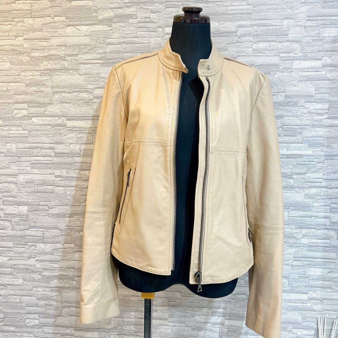 【激安✨️】theory 本革 ジャケット ベージュ 定価98000円 セオリー