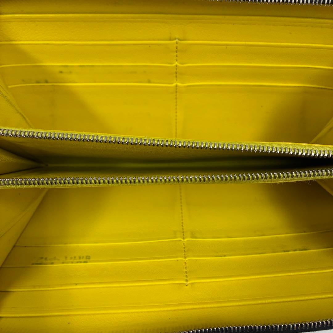 き*と様 【美品】CELINE ラウンドファスナー 長財布 ブラック イエロー