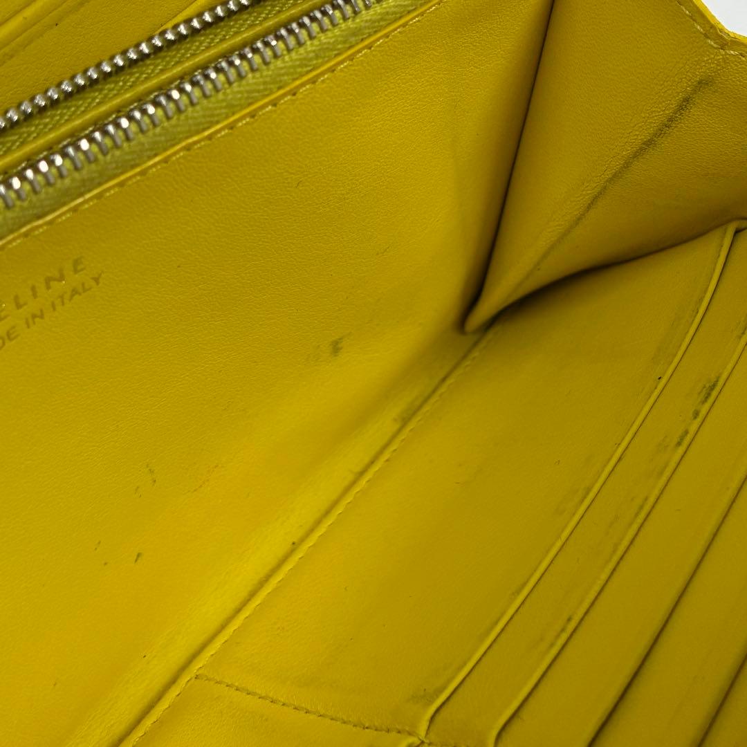 き*と様 【美品】CELINE ラウンドファスナー 長財布 ブラック イエロー