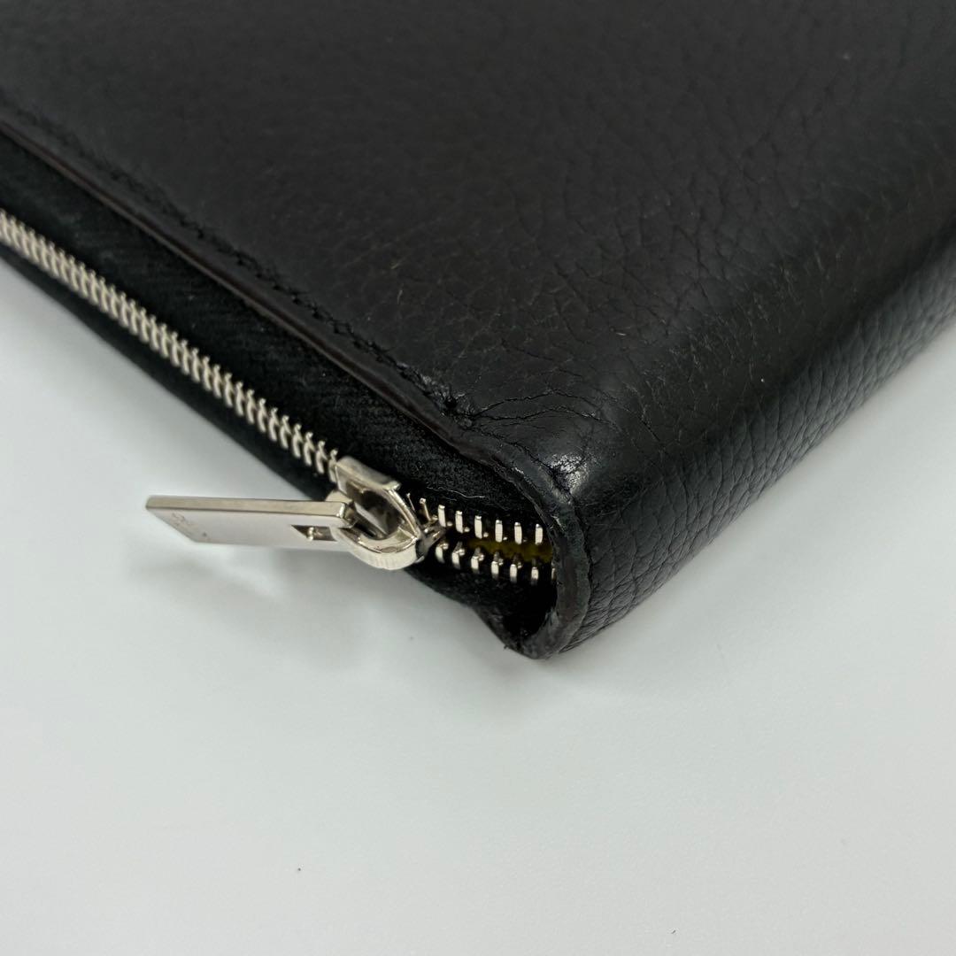 き*と様 【美品】CELINE ラウンドファスナー 長財布 ブラック イエロー