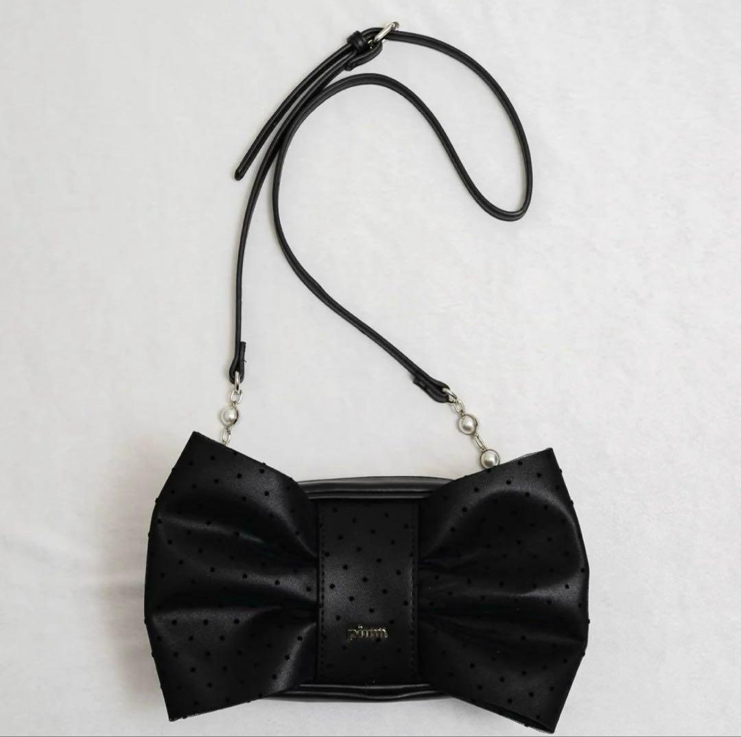。❤︎ pium ピウム ドットチュールリボン2wayバッグ ブラック