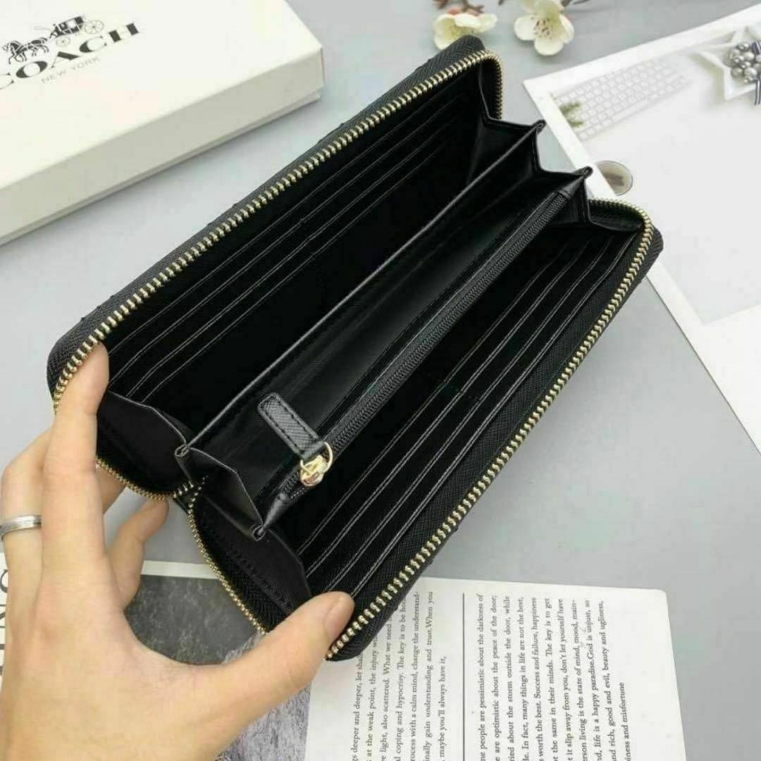 【人気】COACH コーチ 財布 希少 キルティング ブラック レザー