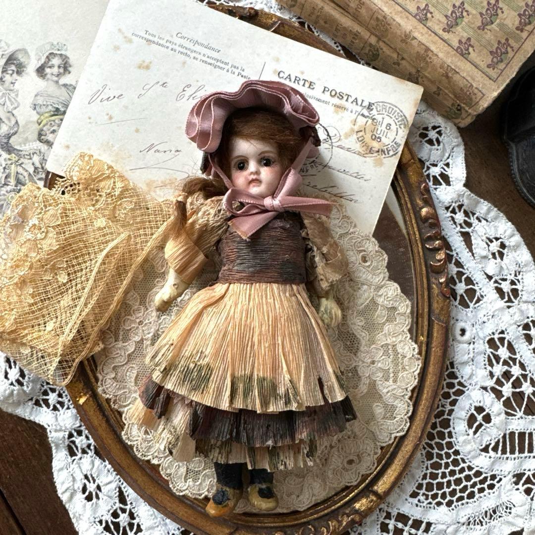 アンティークミニョネット　ビスクヘッドドール　フレンチミニョネット