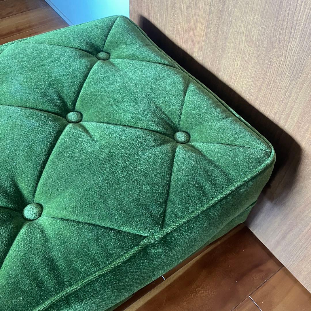 カリモク60 モケットグリーン オットマン ウォールナット