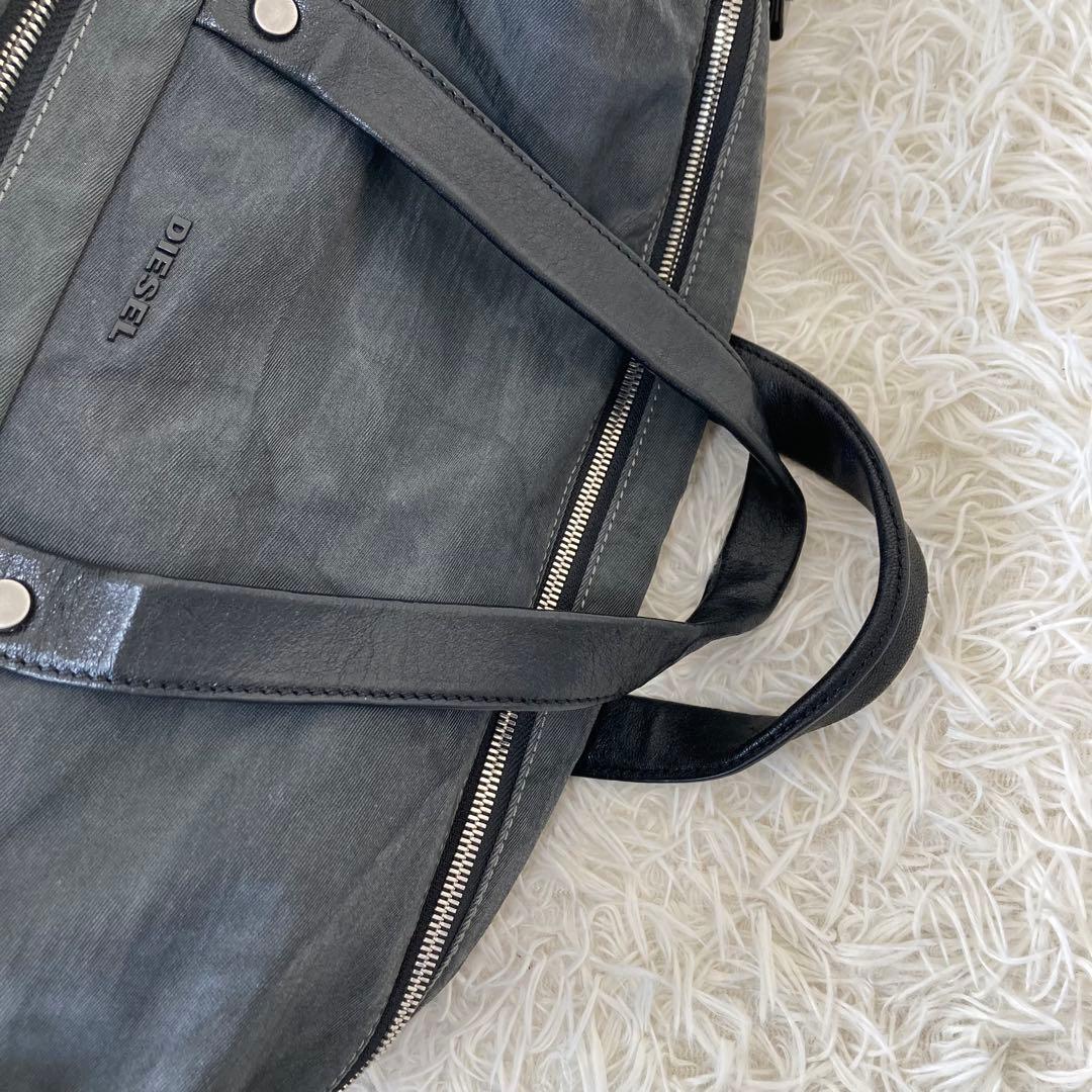 DIESEL✨2way キャンバス&レザー　ボストンバッグ　旅行カバン　大容量