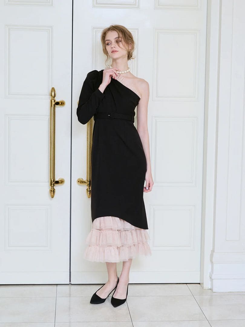 【EIMY ISTOIRE】フリルチュールワンショルダードレス